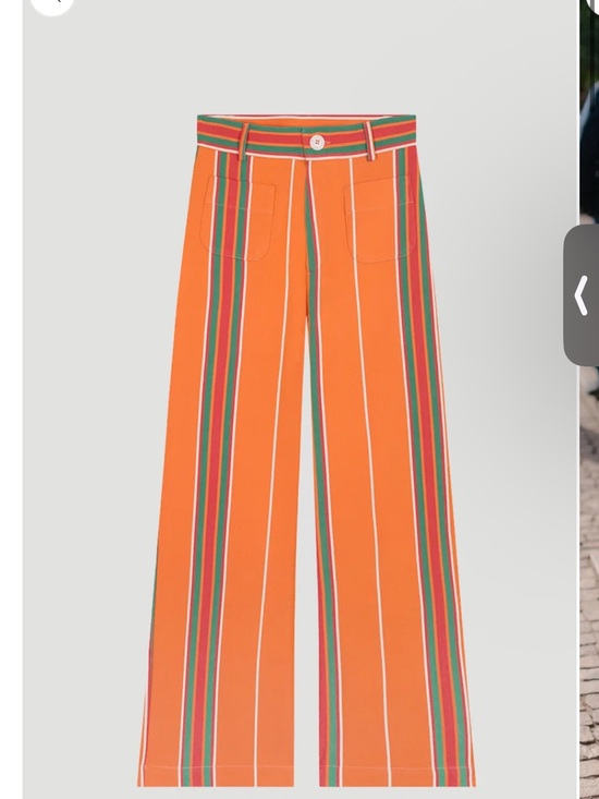 La Veste Pants - High-Rise Orange Stripe Wide-Leg Pants